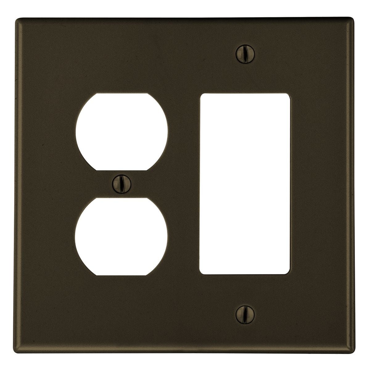 Wallplate, 2-Gang,  1) Duplex 1) Decorator, Brown