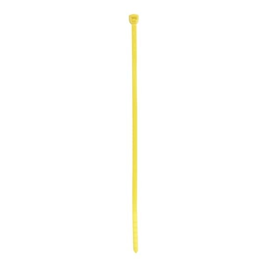 Miniature Cable Tie, Yellow Polyamide (Nylon 6.6) for Temperatures up to 85 Degrees Celsius (185 F) for Indoor Applications, UL/EN/CSA62275 Type 2/21 Rated for AH-2 Plenum, Length of 104mm (4.1 Inches), Width of 2.5mm (0.1 Inches), Thickness of 0.9mm (0.035 Inches), Tensile Strength Rating of 80 Newtons (18 Pounds), 100 per Pack