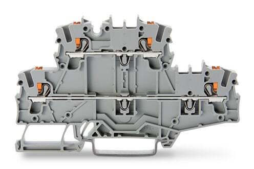 Double-deck terminal block; with push-button; Through/through terminal block; L/L; without marker carrier; suitable for Ex e II applications; for DIN-rail 35 x 15 and 35 x 7.5; 2.5 mm; Push-in CAGE CLAMP; 2,50 mm; gray