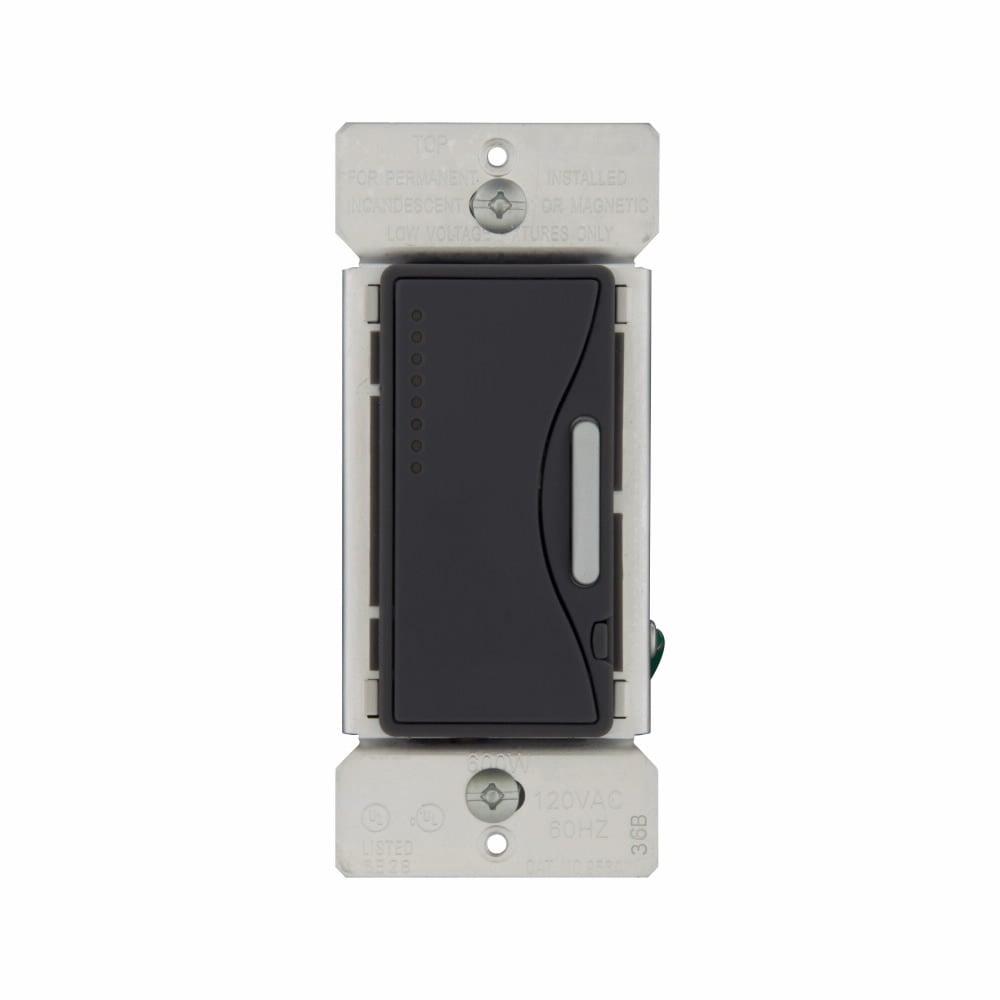 Eaton smart dimmer, Flush mounting, 120V, Wire leads, Maintained closure, Silver granite, 60 Hz, Incandescent, halogen, magnetic low voltage, Single-pole, multi-location, Polycarbonate, 600W 646102