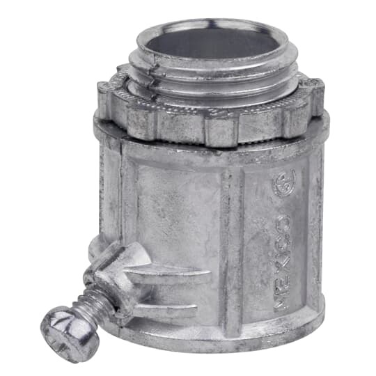 Connector, Non-Insulated Straight Set-Screw, Size 1/2 Inch, Clamping Range 0.74 Inch - 0.94 Inch, Length 1.46 Inch, Die Cast Zinc