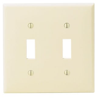 2-Gang Toggle Device Switch Wallplate, Standard Size, Thermoplastic Nylon, Device Mount, Ivory