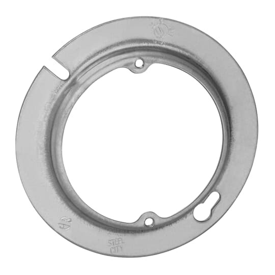Single Gang Octagon Box Cover, 3.0 Cubic Inches, 4 Inch Diameter x 1/2 Inch Raised, Pre-Galvanized Steel, Center Blanked with Tapped Ears on 2-3/4 Inch Centers, For use with Round Boxes