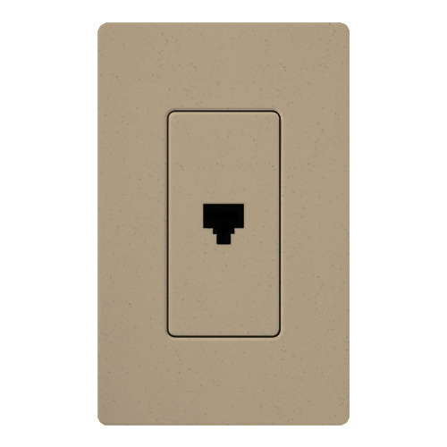 Claro, Satin, Single Telephone Jack in mocha stone