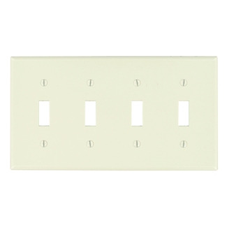 4-Gang Toggle Device Switch Wallplate, Standard Size, Thermoset, Device Mount, Light Almond