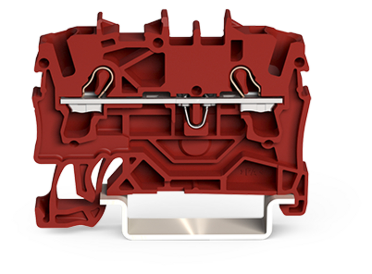 2-conductor through terminal block; 2.5 mm; suitable for Ex e II applications; side and center marking; for DIN-rail 35 x 15 and 35 x 7.5; Push-in CAGE CLAMP; 2,50 mm; red