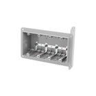 Four-Gang Device Box, Volume 67 Cubic Inches, Length 3-3/4 Inches, Width 7-5/8 Inches, Depth 2-3/4 Inches, Color Gray, Material Non-Metallic, Cable Entries 16