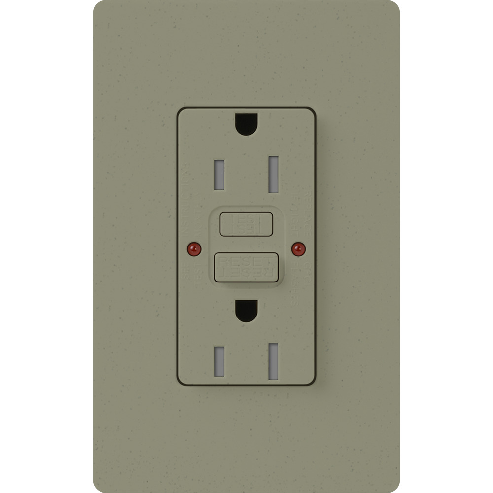 Tamper resistant, Self-testing GFCI  receptacle, 15A in greenbriar