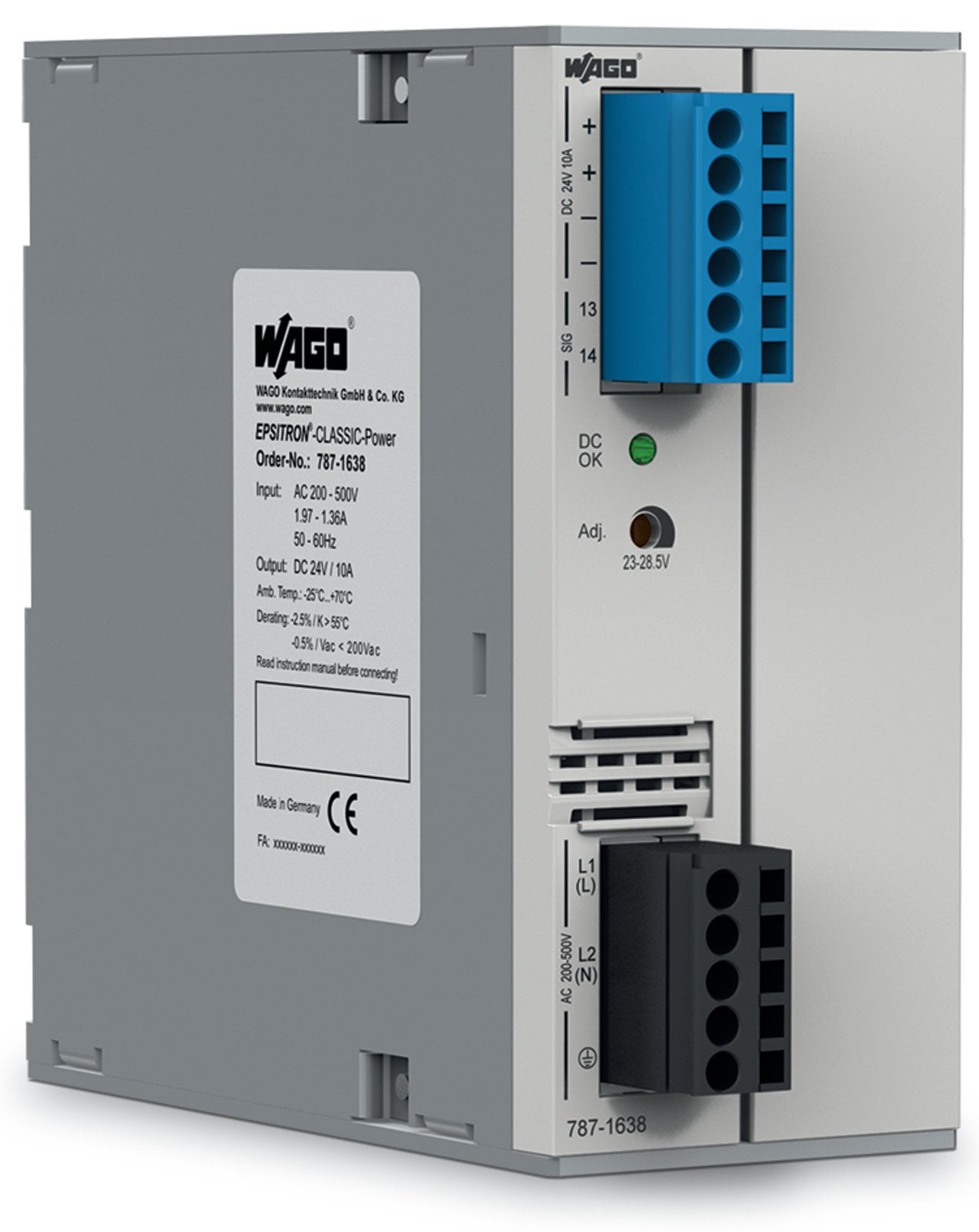 Switched-mode power supply; Classic; 2-phase; 24 VDC output voltage; 10 A output current; TopBoost; DC OK contact