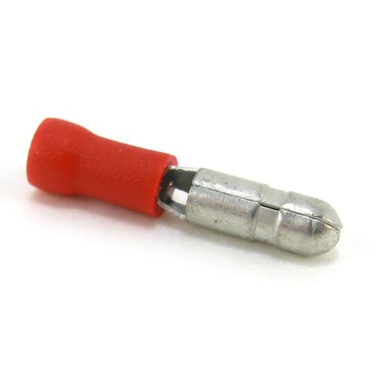 Insulated Vinyl Male Bullet Disconnects for Wire Range 22-16, Red