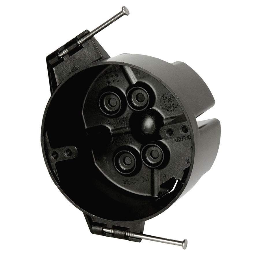 Speed Klamps; FlexBox; Round Ceiling/Fixture Box; 2-15/16 Inch Depth, Thermoplastic, 23 Cubic-Inch, Black
