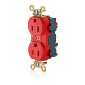 20 Amp, 125 Volt, Modular Duplex Receptacle, Tamper Resistant, Industrial Spec Grade, Self Grounding, Red