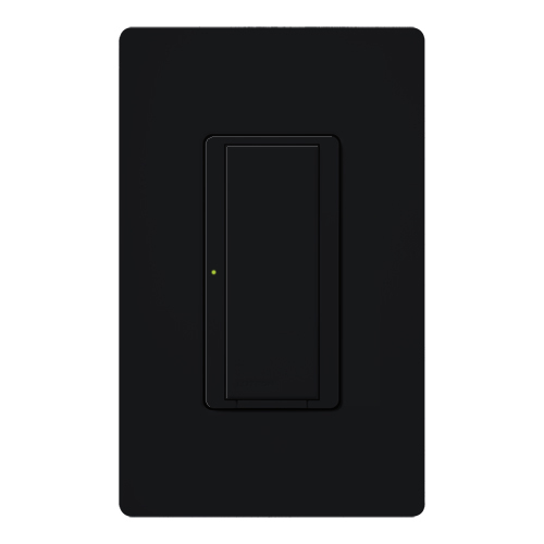 RadioRA 2 two-wire electronic lighting and motor load switch, functions much like standard dimmers and switches, but can be controlled as part of a lighting control system, 1/10 HP in black