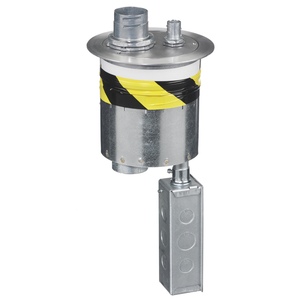 Fire Rated Poke Throughs, Furniture Feed 6" Series, Through Floor Fitting with Brushed Aluminum Cover