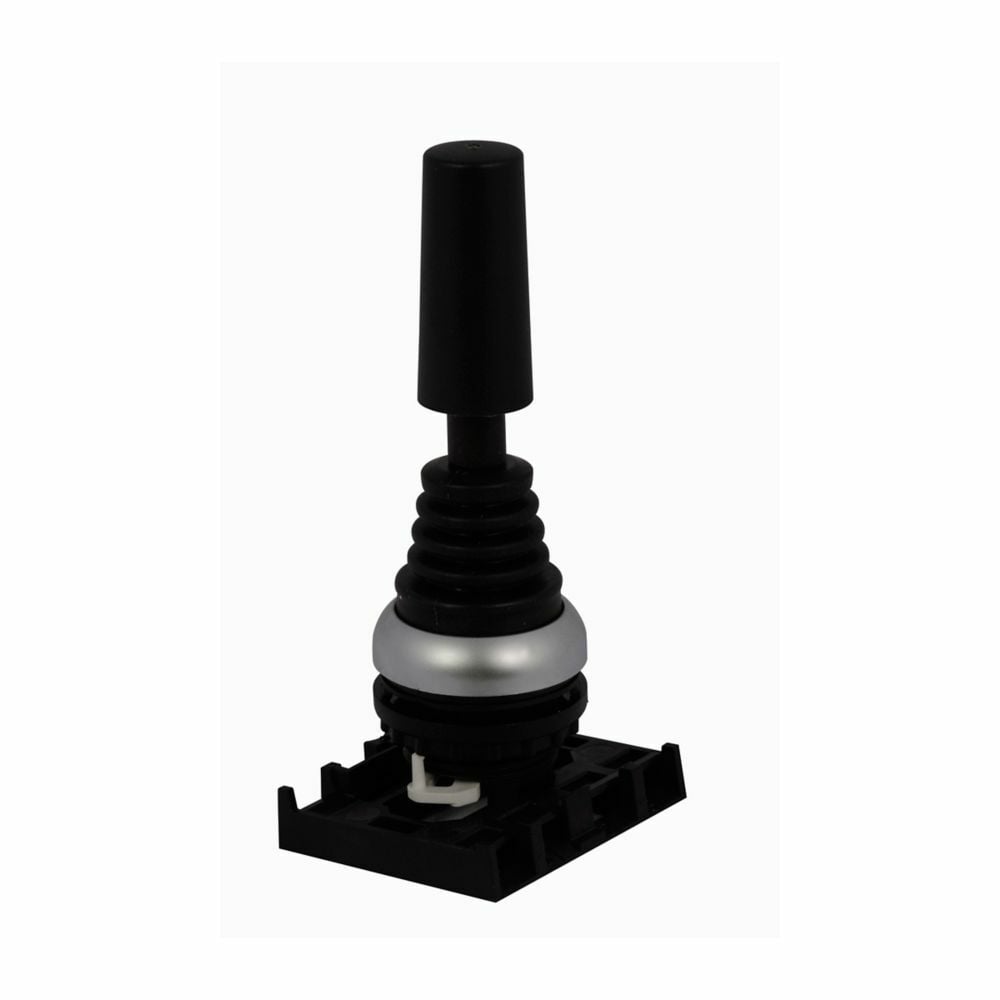 Eaton M22 pushbutton joystick operator, 22.5 mm, Momentary, Non-illuminated, Bezel: Silver, Button: Black, IP67, IP69K, NEMA 4X, 21, Four-Position