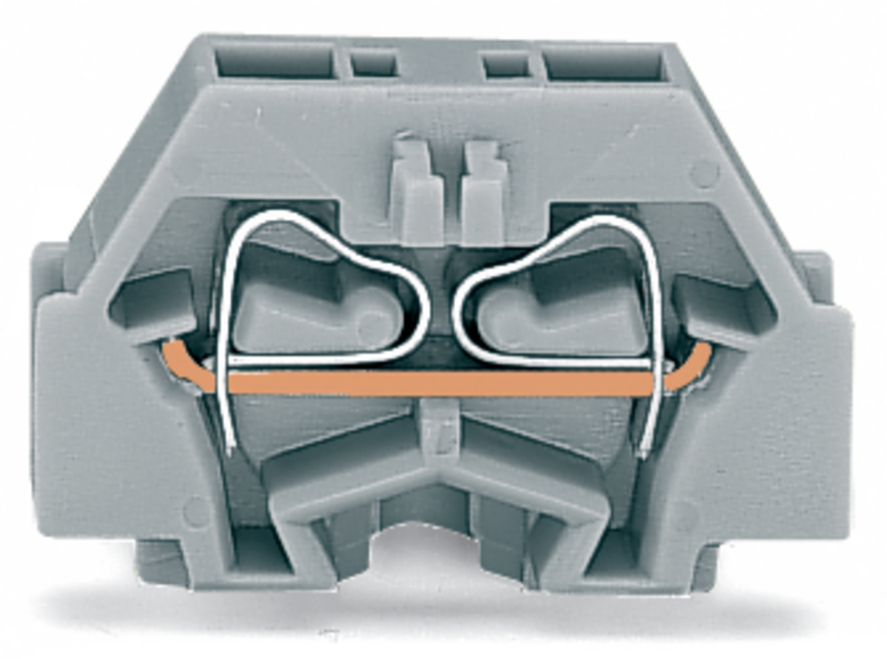 2-conductor terminal block; without push-buttons; with fixing flange; 1-pole; for screw or similar mounting types; Fixing hole 3.2 mm ; 1.5 mm; CAGE CLAMP; 1,50 mm; light gray