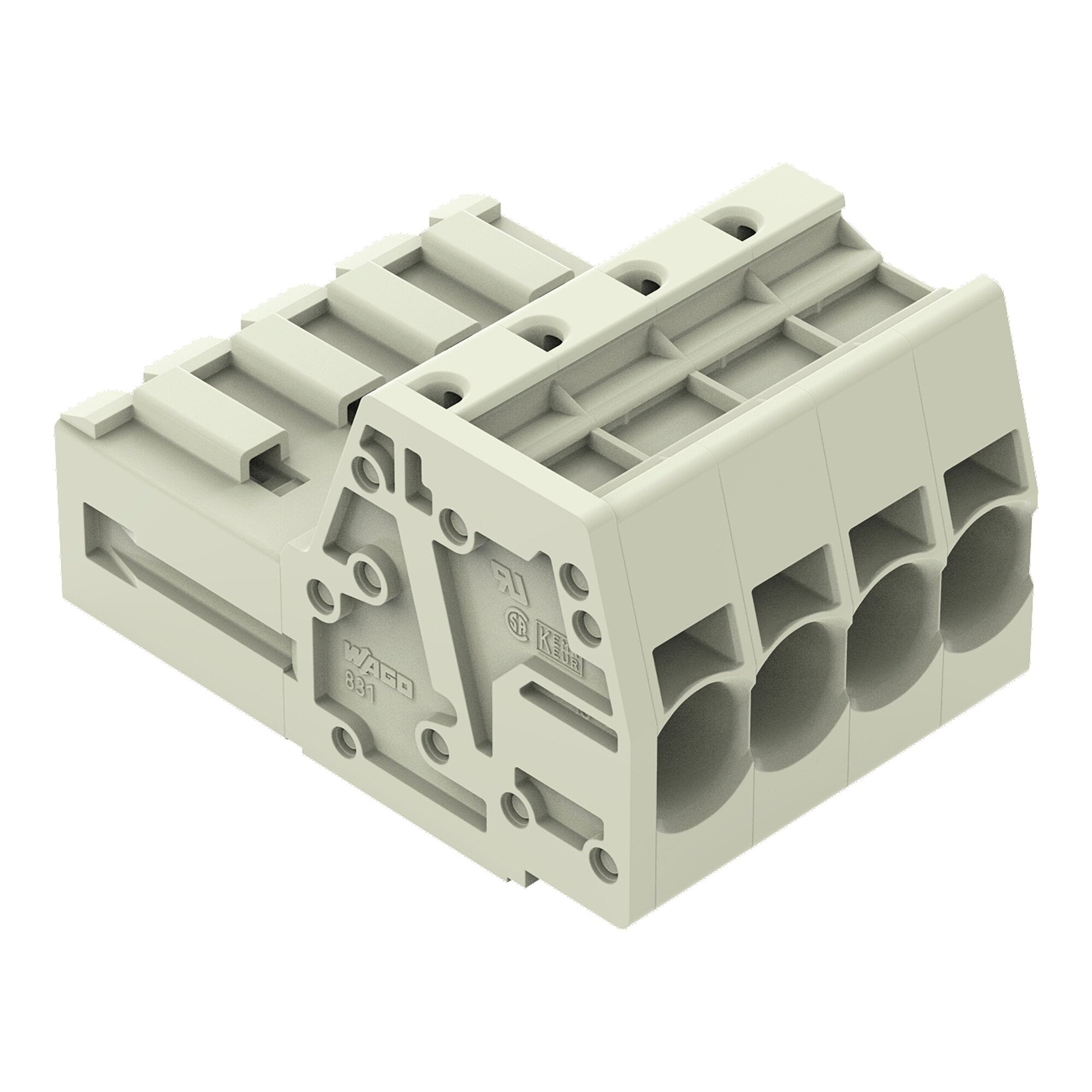 1-conductor male connector; Push-in CAGE CLAMP; 10 mm; Pin spacing 7.62 mm; 4-pole; 100% protected against mismating; 10,00 mm; light gray