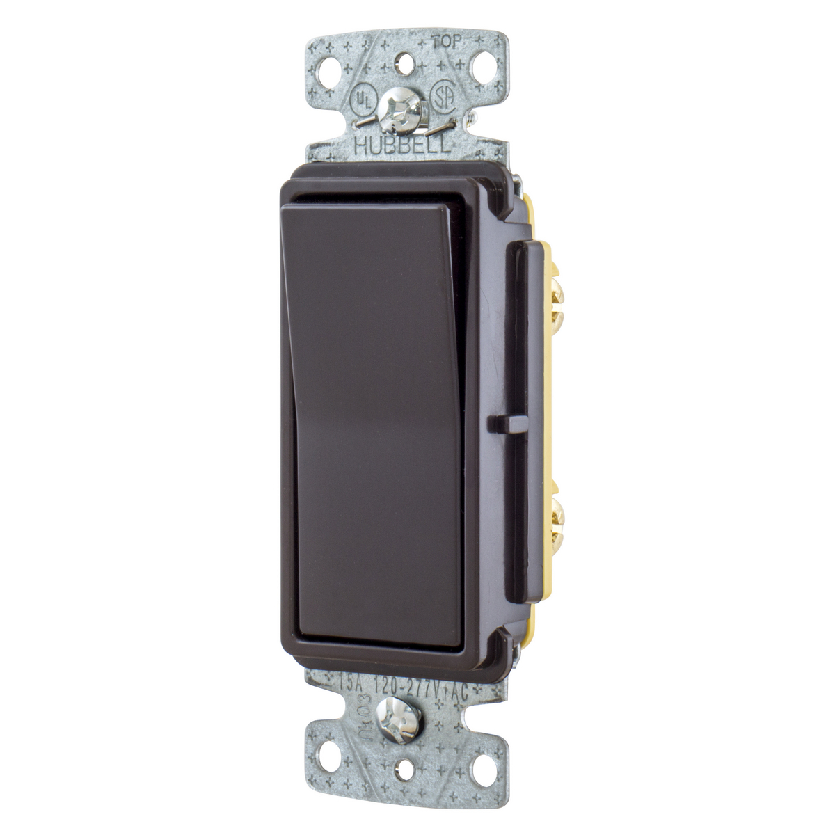 tradeSELECT Decorator Switch, Residential Grade, Rocker Switch, General Purpose AC, Single-Pole, 15A 120/277V AC Push Back and Side Wired