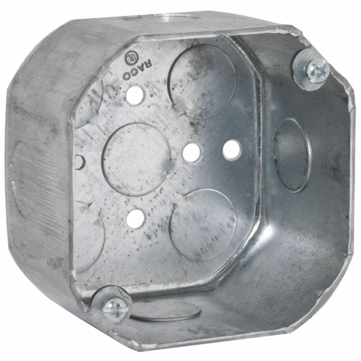 4 In. Octagon Box, 2-1/8" Deep - Drawn with Conduit1/2 KO's