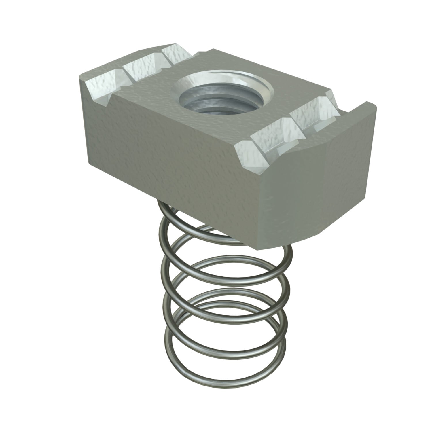 P1007-HG Channel Nut With Spring, For Use With P1000, P1100, P2000 and P3000 Channels, 5/16-18 Thread, Mild Steel