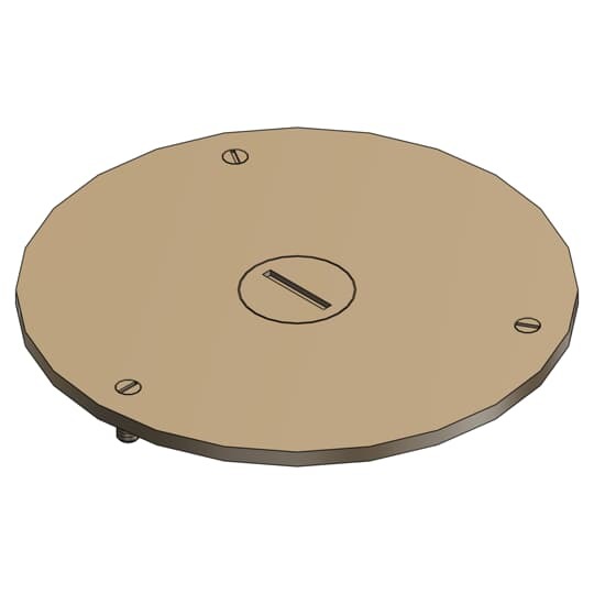 Cover Plate for Flush Service Floor Boxes, 3-1/2 Inch Diameter, 1-1/4 Inch NPS Plug Size, Brass