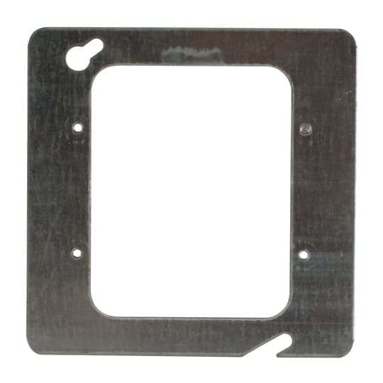 Square Box Ring, 4-11/16 Inch Square, Galvanized Steel, For Two Switches or Receptacles