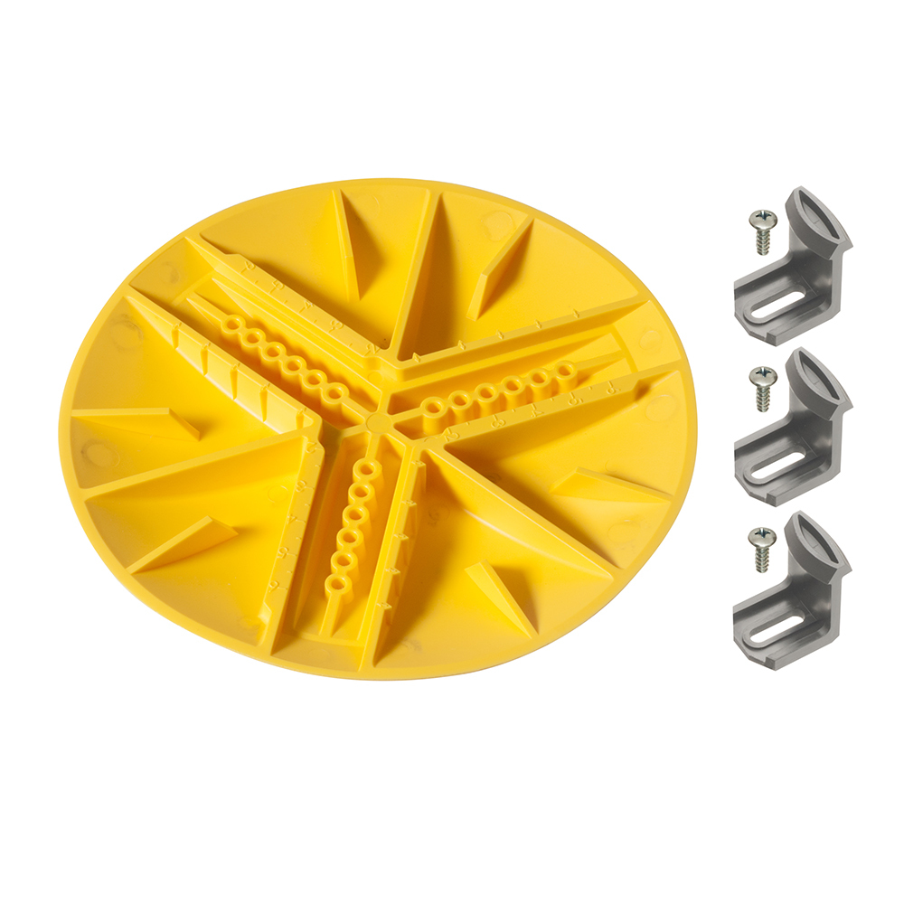 Non-metallic hole cover kit that can cover hole openings from 1-3/4" to 6-1/4".
