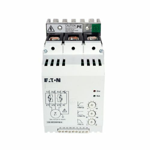 DS6 soft start controller, 10 second ramp, one start per hour, 300% CL at 40C, XTOB040DC1 rec XTOB overload, C440A1A045SAX rec C440 overload, 40A, 10 hp at 200V, 10 hp at 230V, 30 hp at 460V, HFD3150L max breaker, 150A Class RK5 max fuse