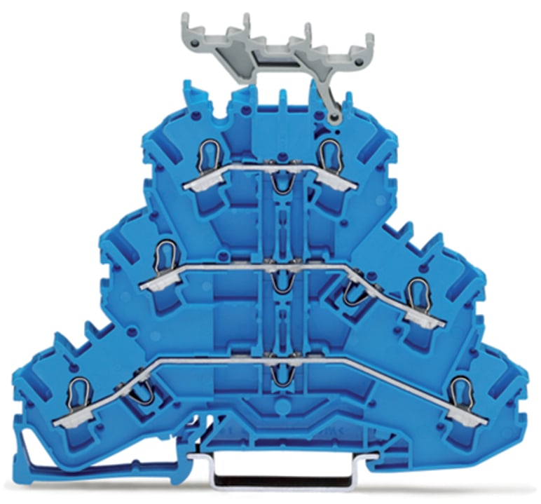 Triple-deck terminal block; Through/through/through terminal block; N/N/N; with marker carrier; for Ex e II and Ex i applications; for DIN-rail 35 x 15 and 35 x 7.5; 2.5 mm; Push-in CAGE CLAMP; 2,50 mm; blue