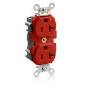  20 Amp, 125 Volt, Lev Lok Duplex Receptacle, Isolated Ground, Tamper Resistant, Industrial Grade, Red