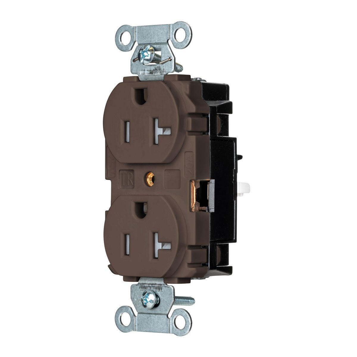 Straight Blade Devices, EdgeConnect, Duplex Receptacle, Commercial Grade, Tamper Resistant, 2-Pole 3-Wire, 20A 125V, 5-20R, Screwless Terminal, Brown