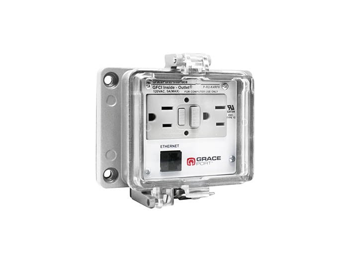 PANEL INTERFACE CONNECTOR, PANEL MOUNT HOUSING, UL TYPE 12, GFCI DUPLEX INSIDE-OUTLET, NO CB