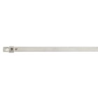 Dual-Lock 304 Stainless Steel Cable Tie, Temperature Rating of 538 Celsius (1000 F), Length of 406.4mm (16 Inches), Width of 6.35mm (0.25 Inches), Thickness of 0.381mm (0.015 Inches), Tensile Strength Rating of 889.6 Newtons (200 Pounds)