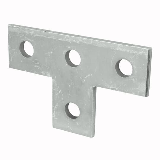 Plate, Tee, Height 3-1/2 Inches, Length 5-3/8 Inches, Width 1-5/8 Inches, Hole Diameter 9/16 Inches, Type 316 Stainless Steel