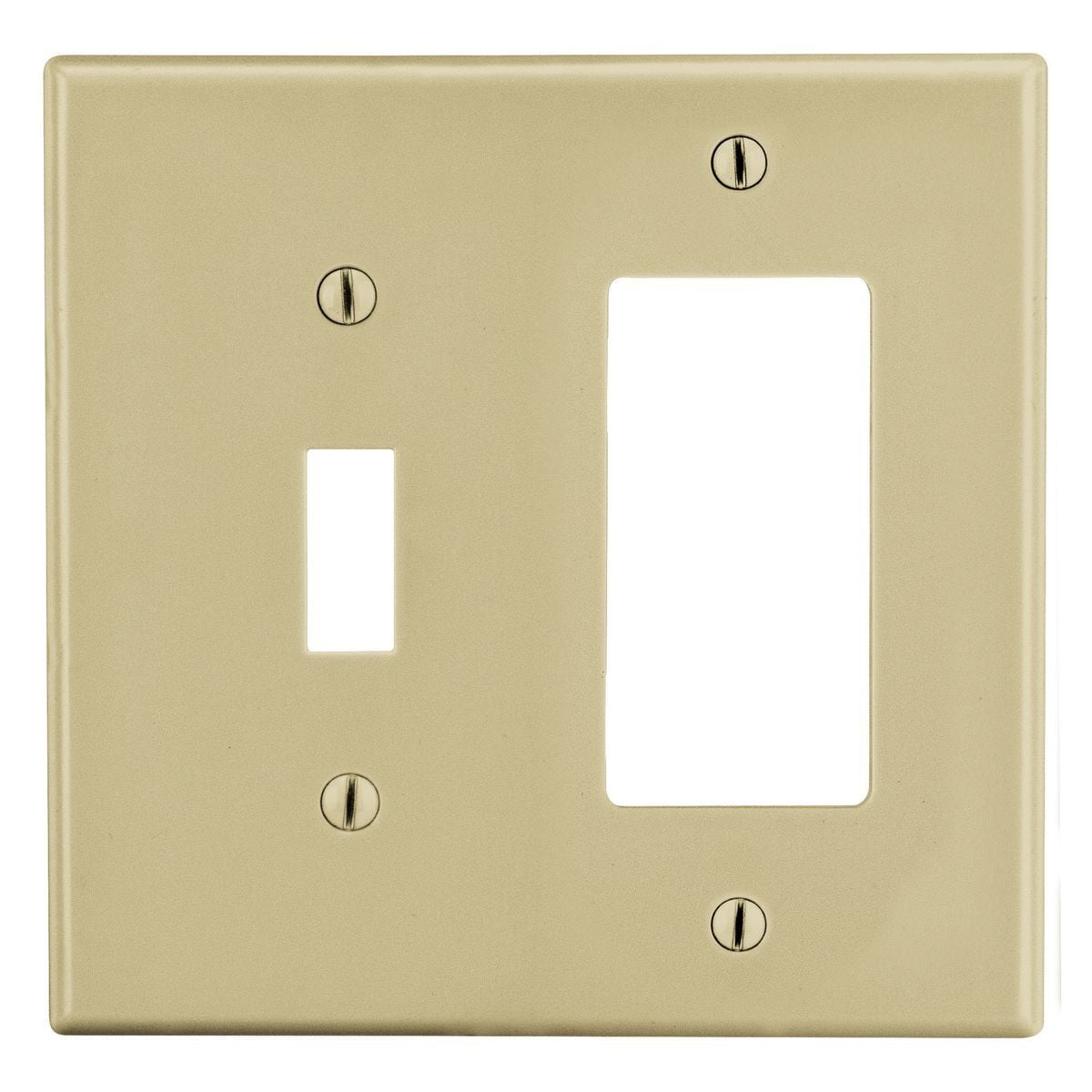 Wallplate, 2-Gang, 1) Toggle 1) Receptacle, Ivory