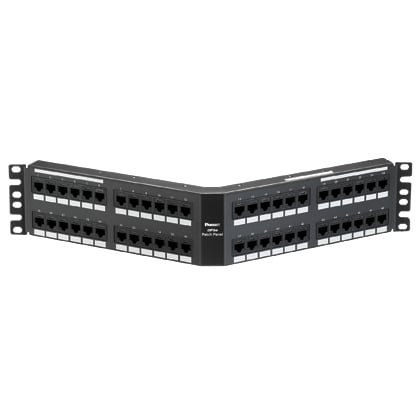 DP5e  Angled Cat 5e Punchdown Patch Panel 48 Ports, 2RU, Black