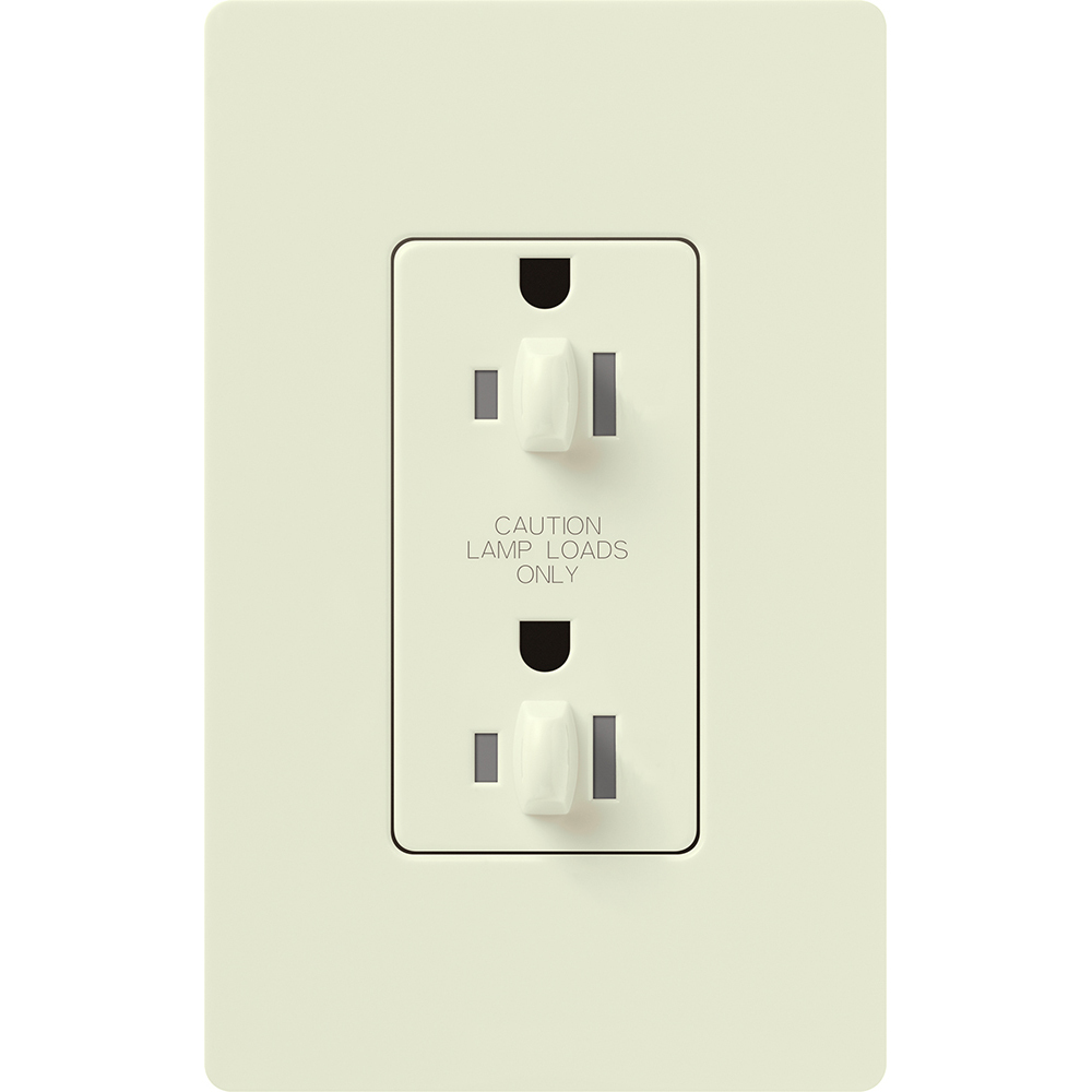 Claro, Satin, dual dimming, tamper resistant receptacle, 15A/125V in biscuit