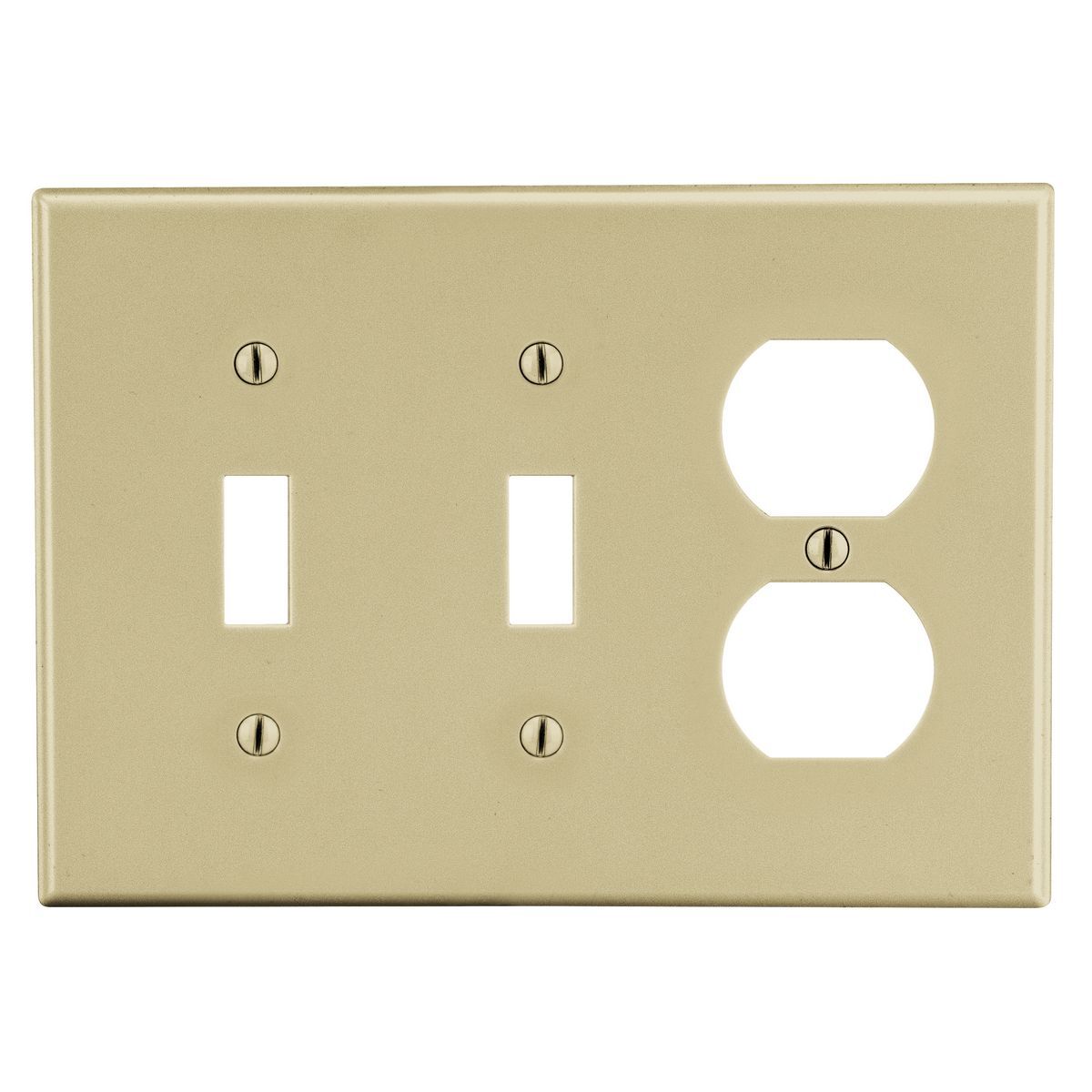 Wallplate,  Mid-Size 3-Gang, 2) Toggle 1) Duplex, Ivory