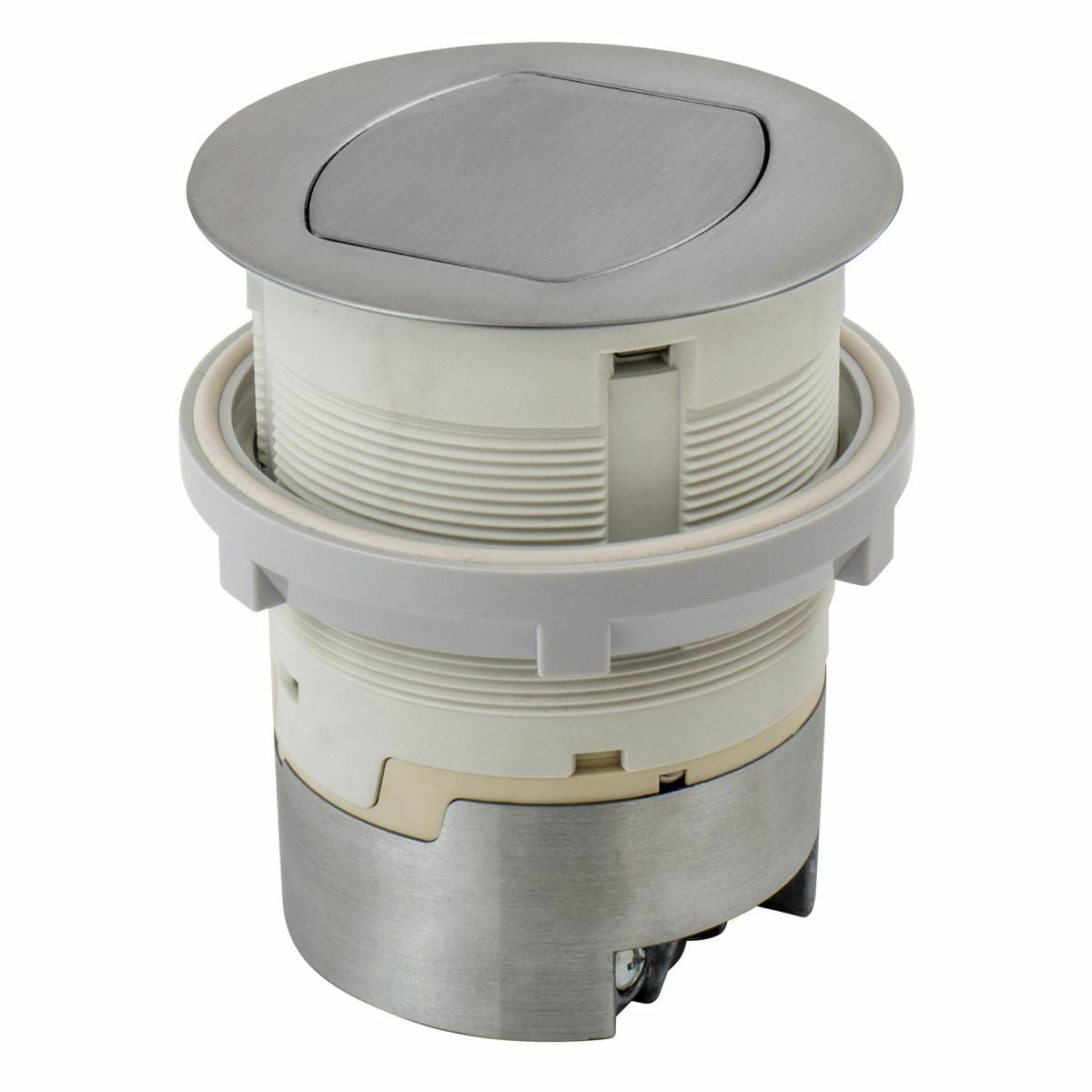 Hubbell Wiring Device Kellems, Furniture Connectivity Box, KitchenCounter Top Pop-Up, Flush Mount, Aluminum