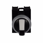 Eaton M22 modular pushbutton, M22 Selector Switch, Completed Device, 22.5 mm, Knob, Two-Position, Maintained, Non-illuminated, Bezel: Silver, Button: Black, 1NO-1NC, IP67, IP69K, NEMA 4X, 13