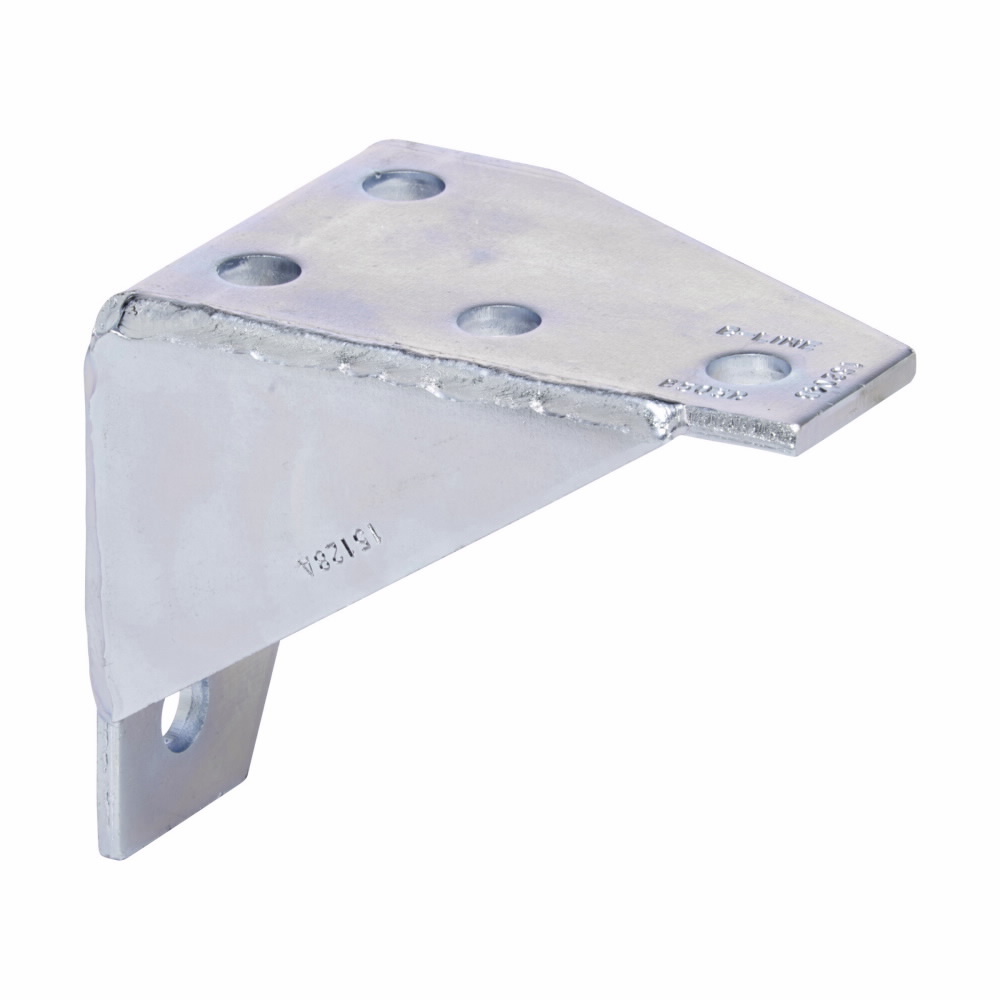 Eaton B-Line series corner gusset, 4.18" H x 5.37" L x 1.62" W, Steel, Electro-plated, Six hole (right hand) gussetted corner connection