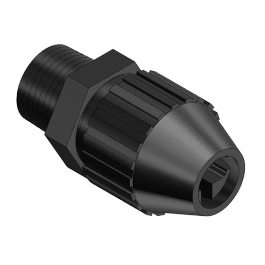UF Cable Fitting, 1/2 Inch, Cable Range Maximum .550 x .280, Minimum .400 x .190 Inch, Nylon, Black