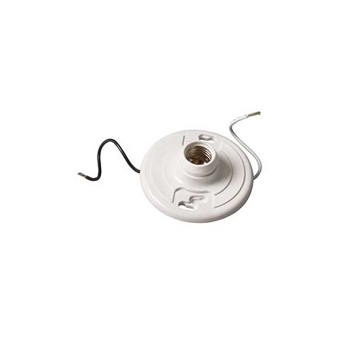 EPCO, Lamp Holder, Keyless, Base: Medium Base, Material: Plastic, Color: Black (Conductor),White (Conductor), Mounting: Box Mount, Number Of Terminals: 4, Screw Material: Brass, Lead Length: 7 IN
