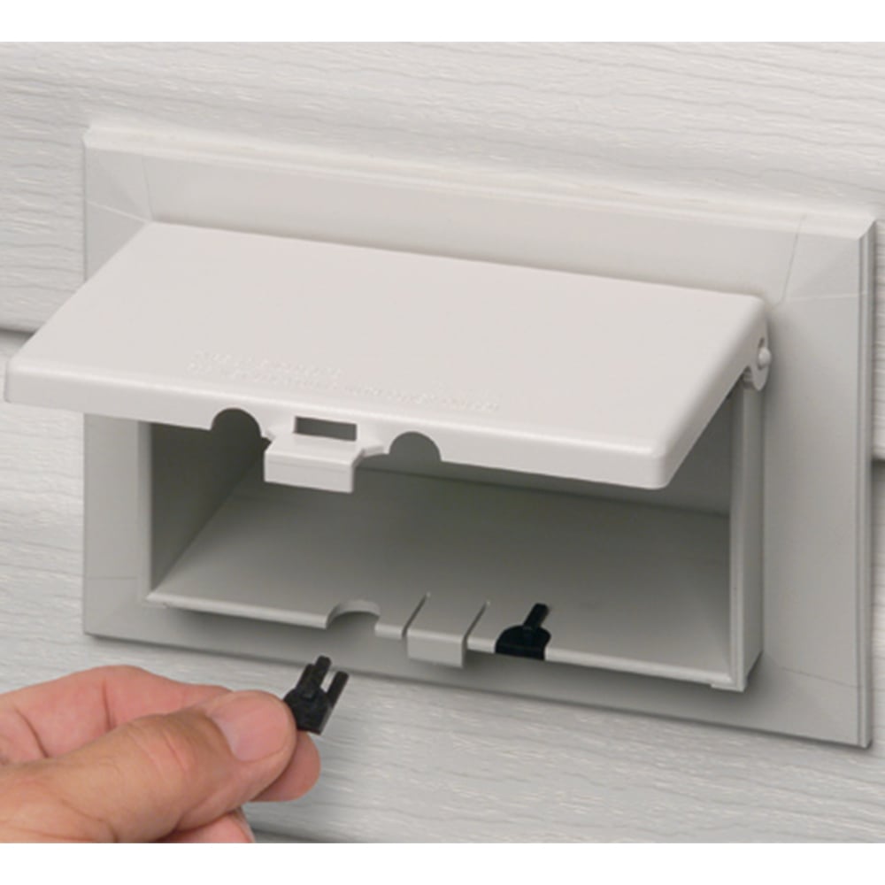 Low profile Inbox with metal box for new vinyl siding construction. Horizontal with weatherproof while in use Extra Duty white paintable cover.