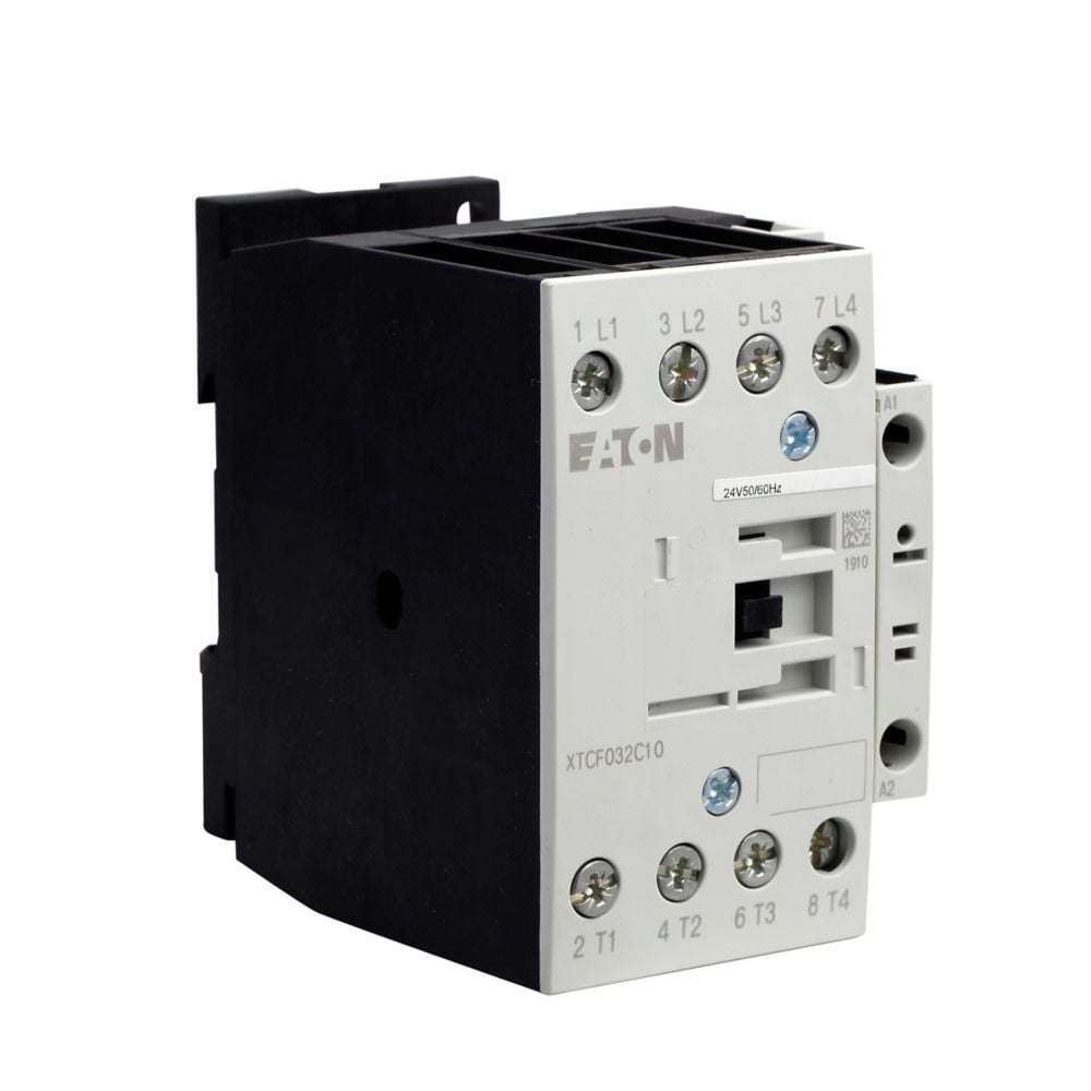 Eaton XT IEC contactor, 32A, 24 Vac, 50-60 Hz, 1NO, 32A, Frame C, 45 mm, 50-60 Hz, 7.5,  7.5,  10,  15 hp (3PH @200, 230, 460, 575 V), Four-pole, Non-reversing, XT IEC series, Screw terminals, Full voltage non-reversing contactor