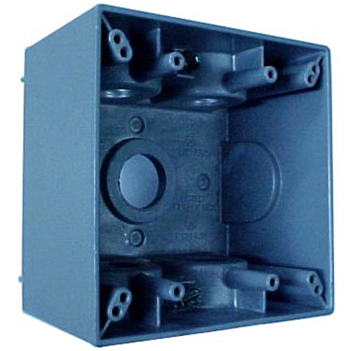 Features:2 Gang, Hub Size 3/4 IN, With Closure Plugs, Ground Screw And Mounting Lugs, Number Of Outlet:7, Material:Die Cast Metal, Size:4.5625 X 2.625 X 4.28IN, Cubic Capacity:40.3CI