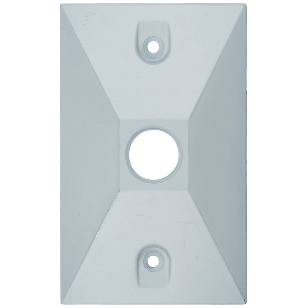 Weatherproof 1 Gang Rectangular Cluster Cover, 1 Hole 1/2, White