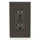 Self-Test Slim Tamper Resistant GFCI Receptacle. Nema 5-20R 20A-125V At Receptacle, 20A-125V Feed-through. Lighted - Brown With Brown Test And Reset Button.