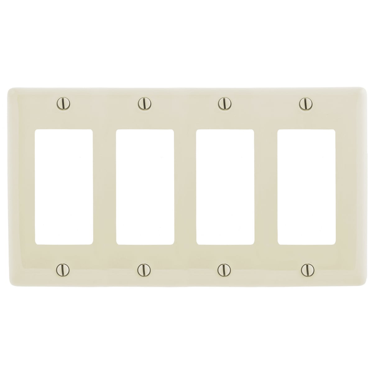 Wallplates and Box Covers, Wallplate, Nylon, Mid-Sized, 4-Gang, 4) Decorator, Light Almond