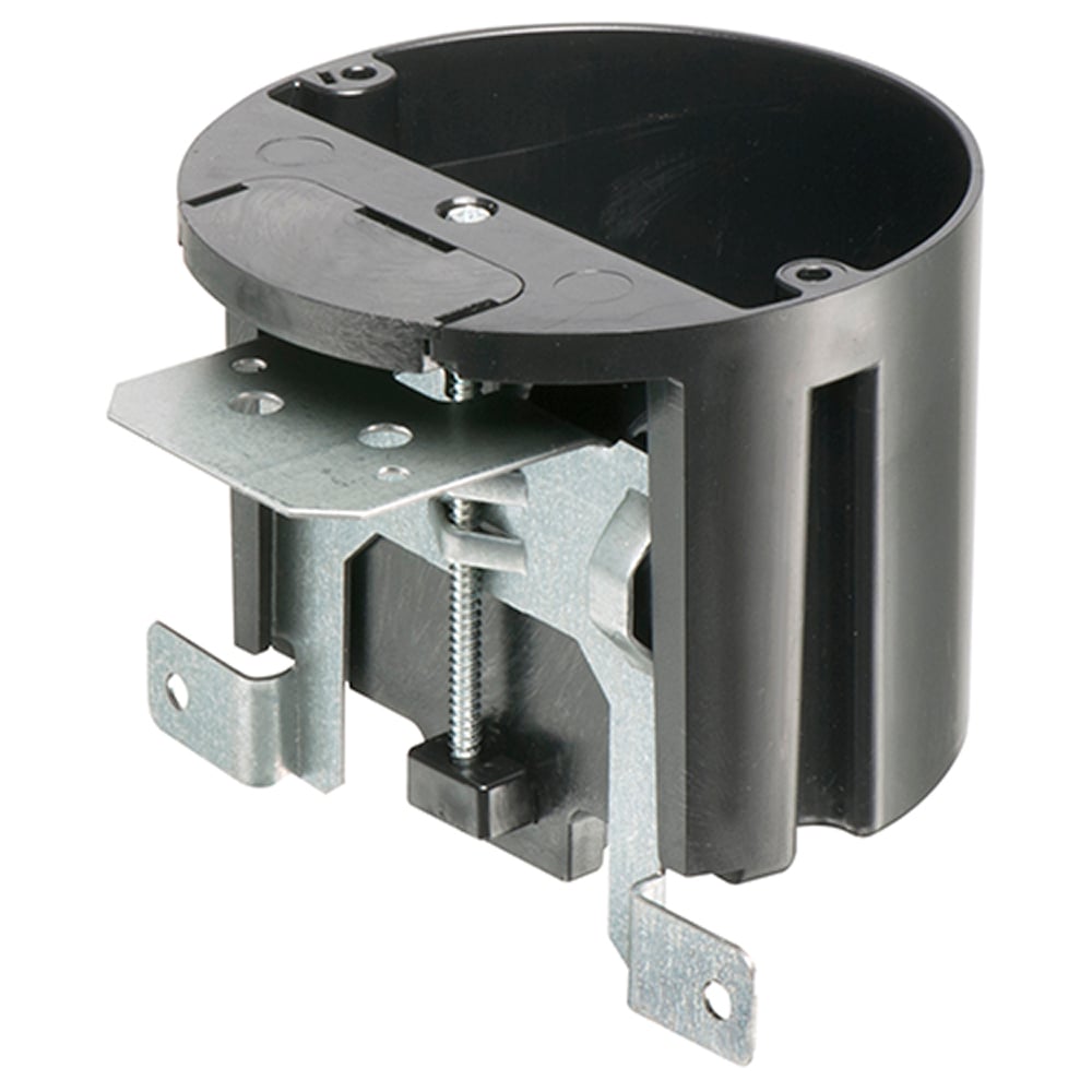 Non-Metallic One Box for ceiling fixtures. Mounts securely to joist on new construction. 2 Hour Fire Rating. 20.7 cu. in. Adjusts up to 1/2" to 1-1/2"
